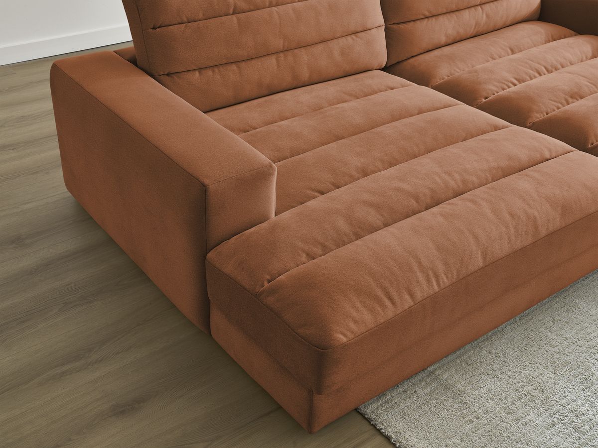 Canapé droit fixe 4 places SIERRA assise profonde velours