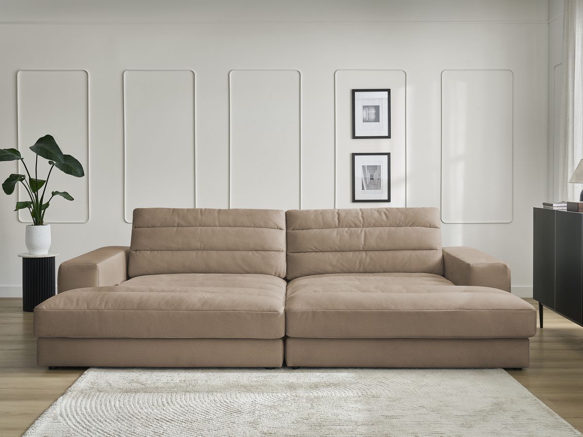 Canapé droit fixe 4 places SIERRA assise profonde velours taupe   BOBOCHIC - Vue supplémentaire 3