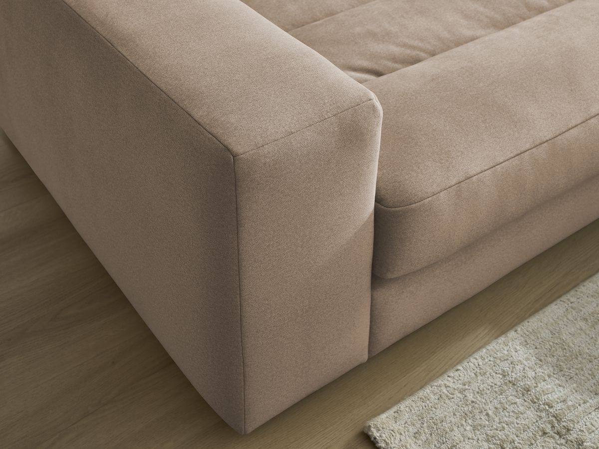 Canapé d'angle fixe EVEREST tissu chiné - Orange - Angle droit - 10 coussins