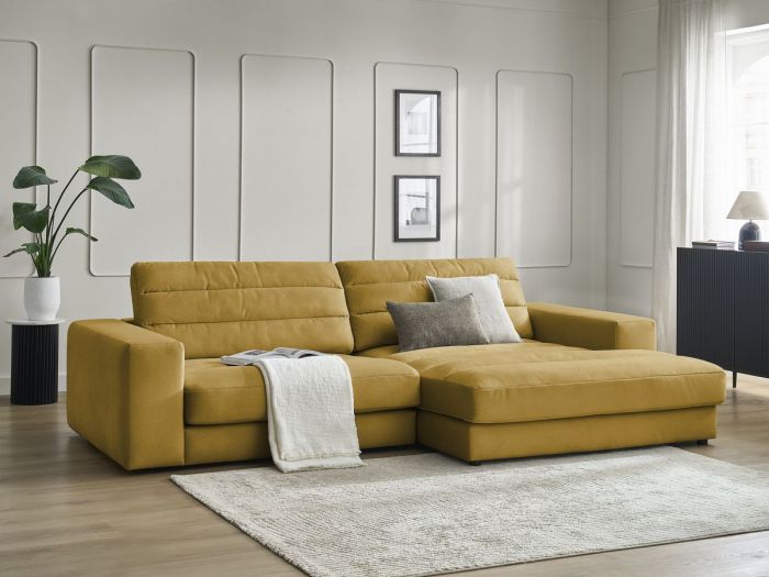 Canapé d'angle fixe SIERRA tissu velours