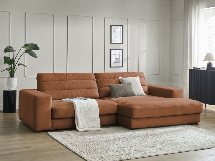 Canapé d'angle fixe SIERRA tissu velours