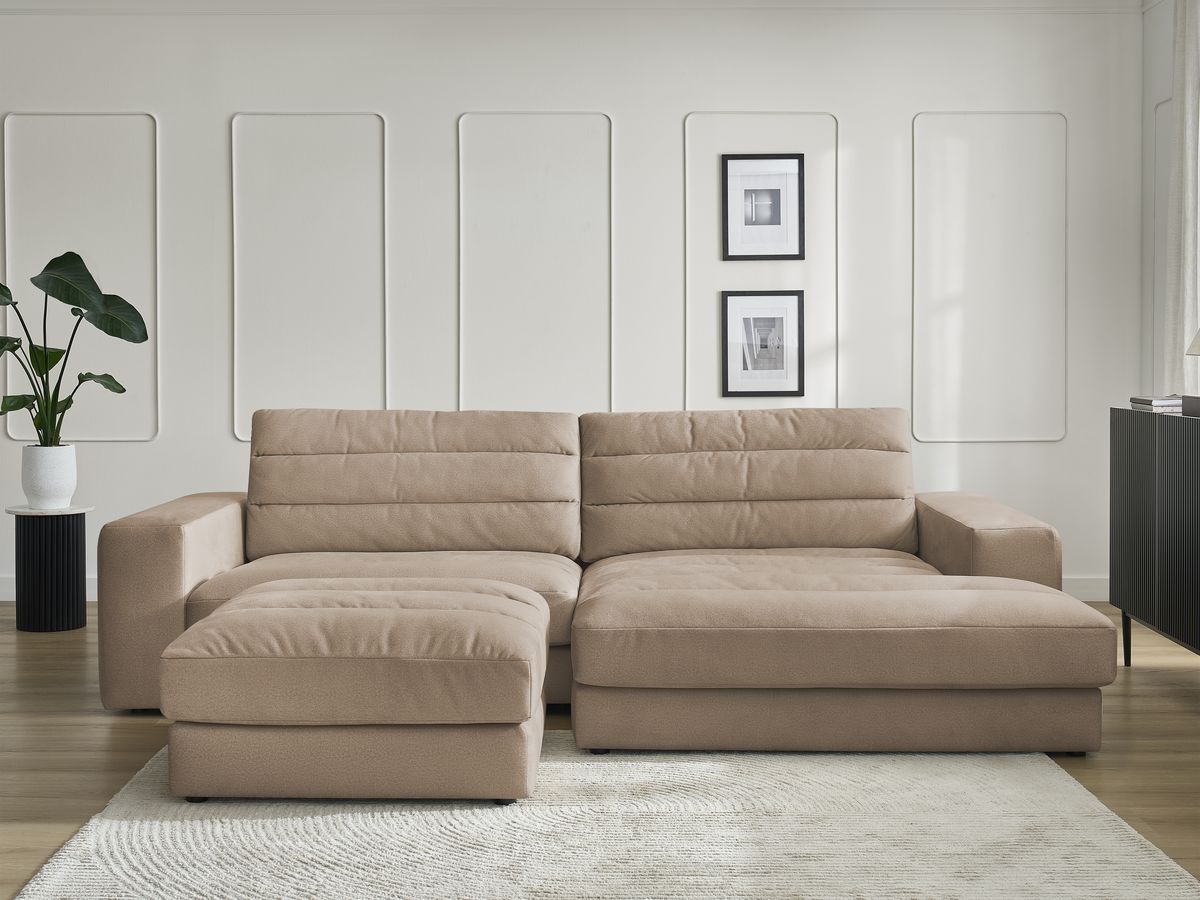 Canapé d'angle SIERRA velours avec pouf taupe — vue 5