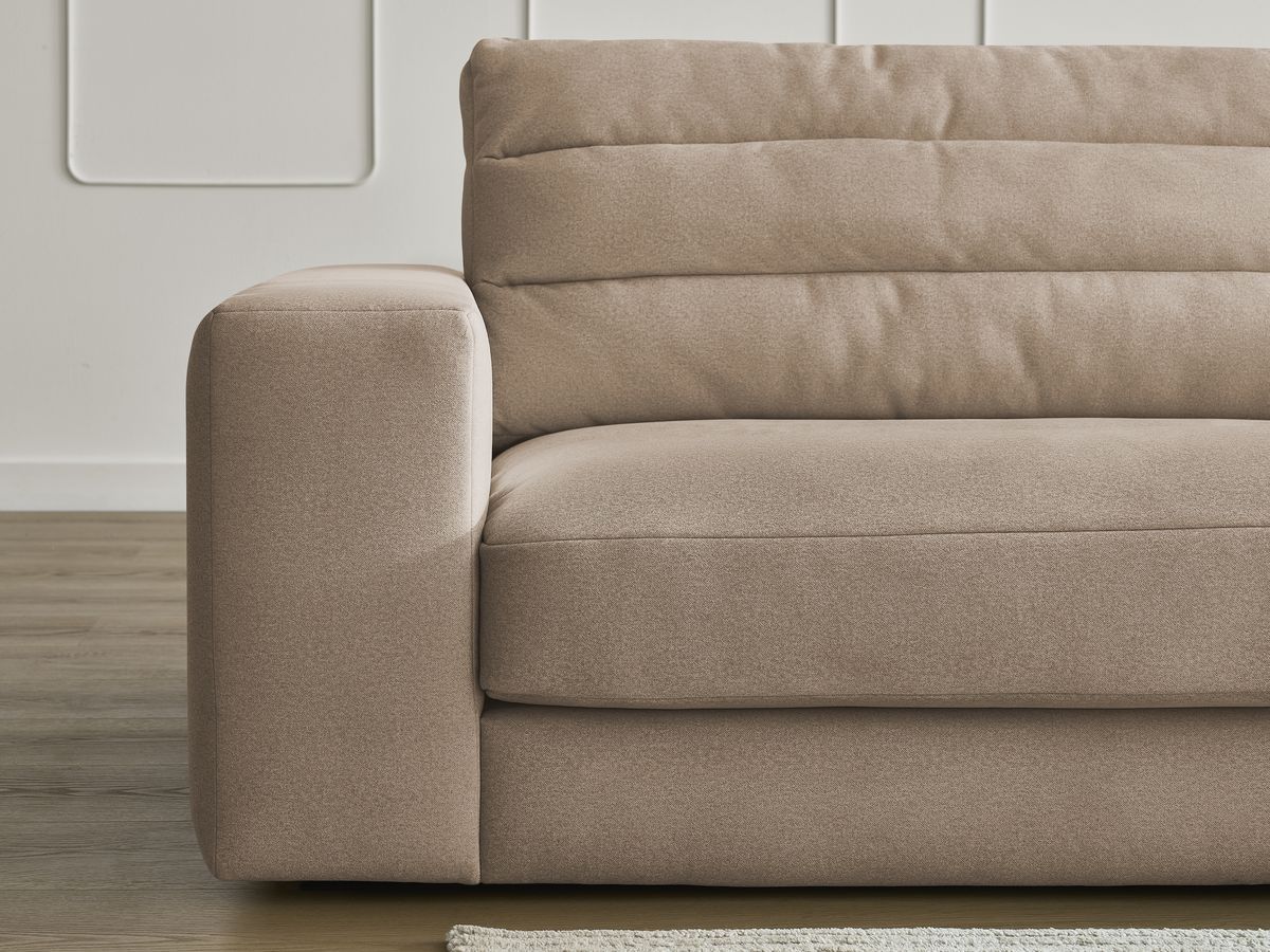 Canapé d'angle fixe SIERRA velours avec pouf