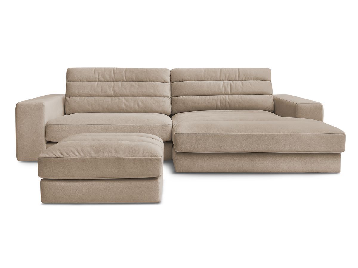 Canapé d'angle fixe SIERRA velours avec pouf
