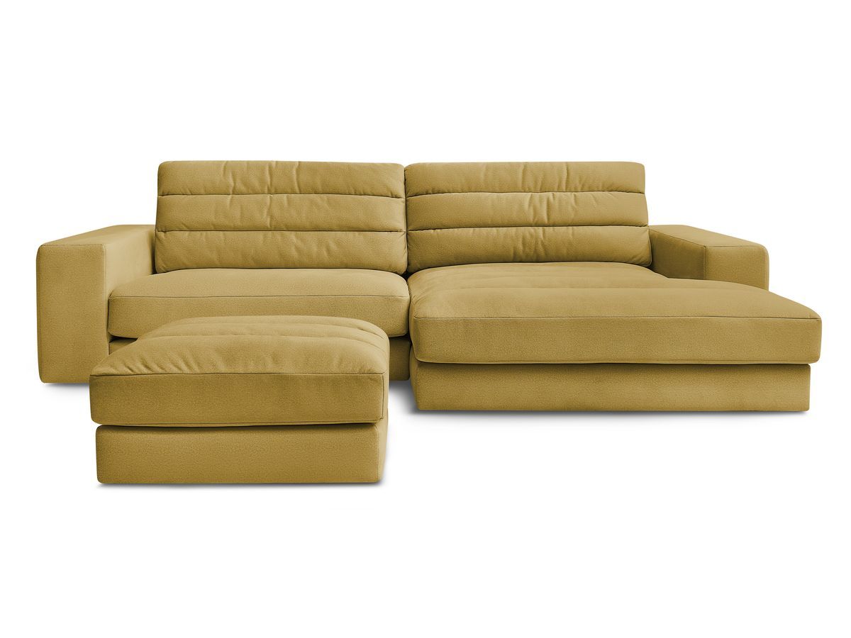 Canapé d'angle fixe SIERRA velours avec pouf