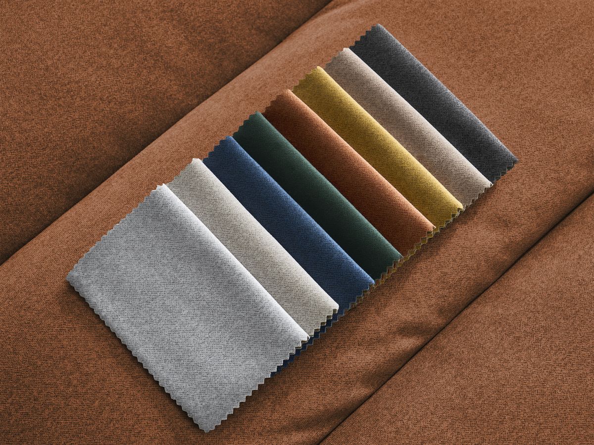 Canapé d'angle fixe SIERRA velours avec pouf