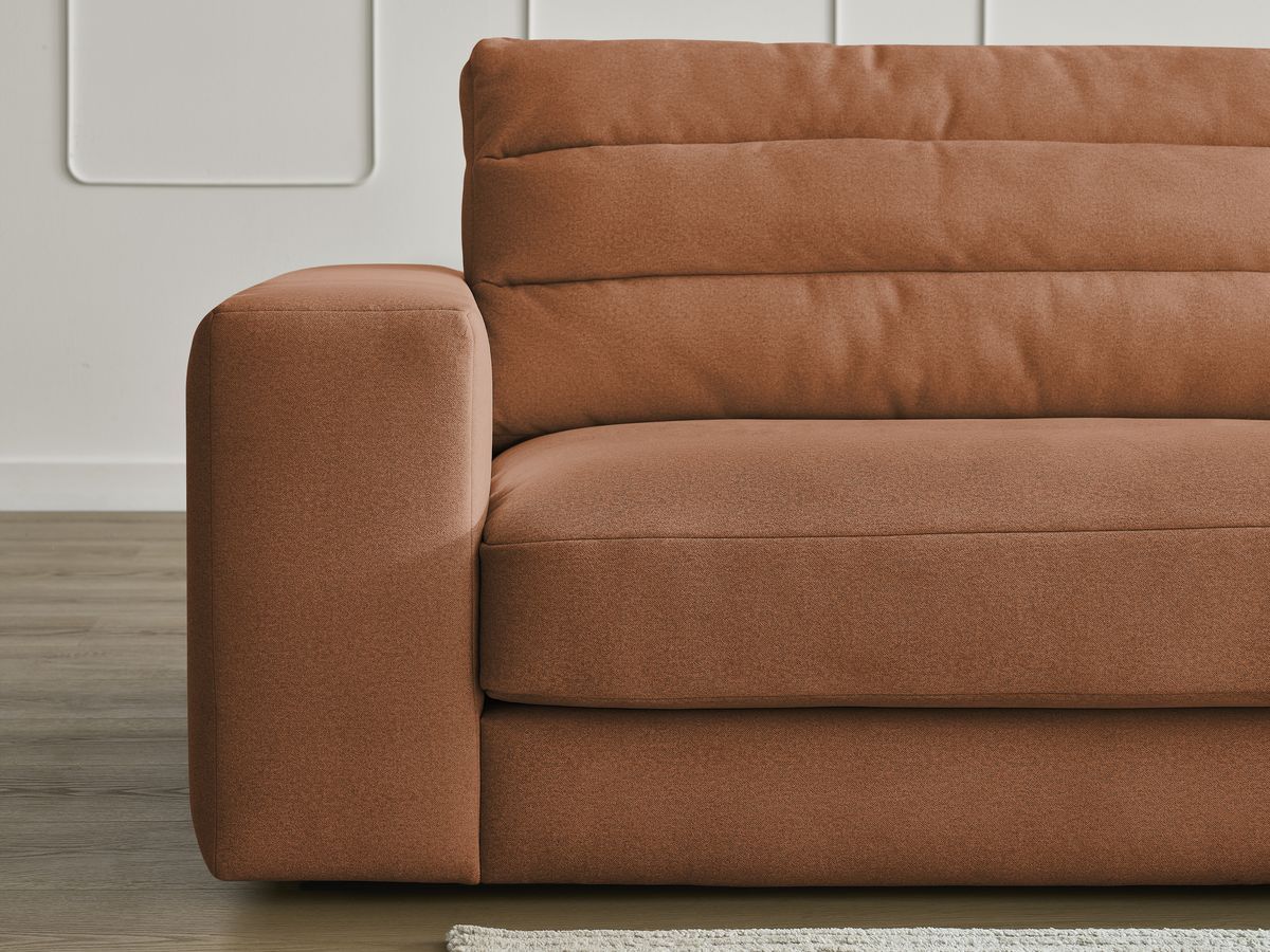 Canapé d'angle fixe SIERRA velours avec pouf
