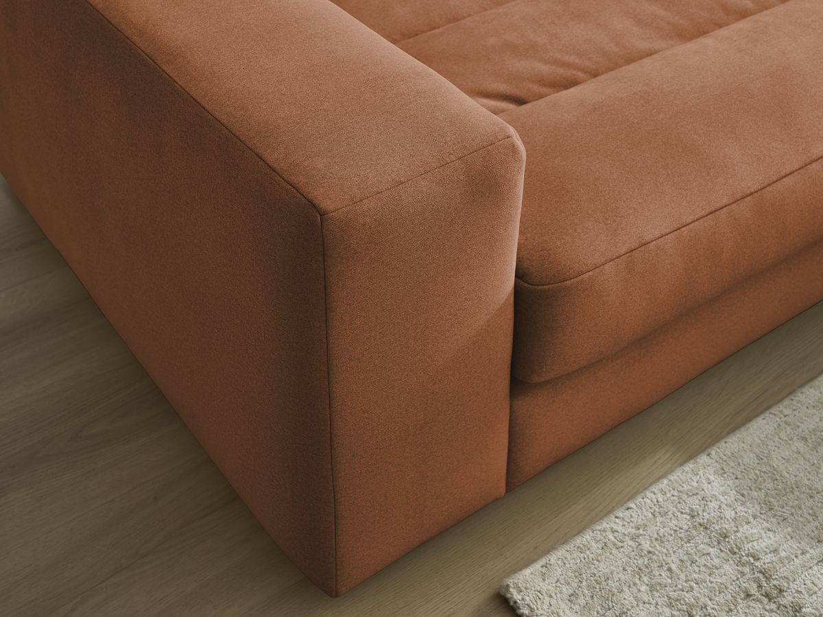 Canapé d'angle fixe SIERRA velours avec pouf