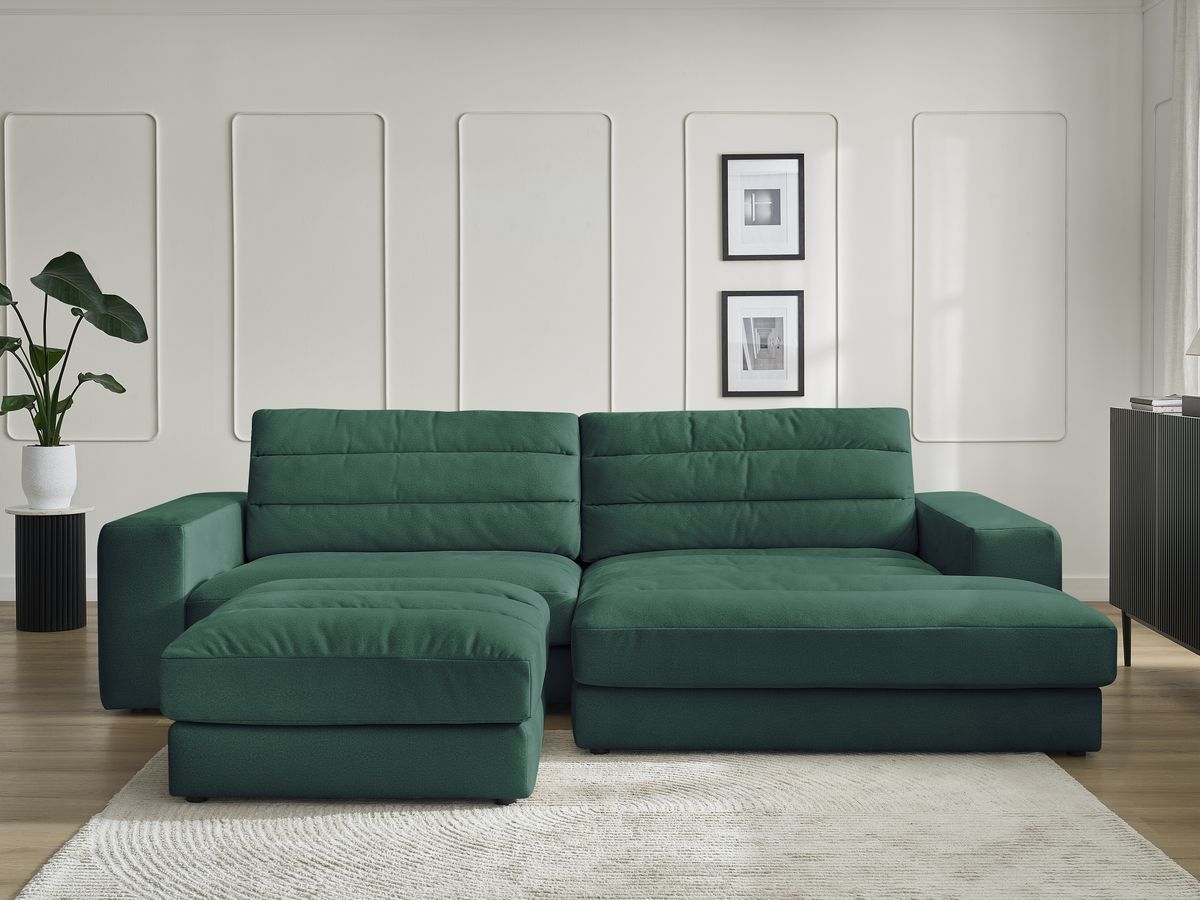 Canapé d'angle SIERRA velours avec pouf vert foncé — vue 5