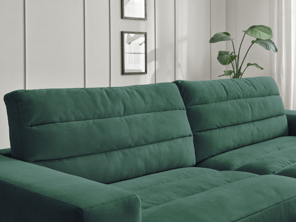 Canapé d'angle fixe SIERRA velours avec pouf