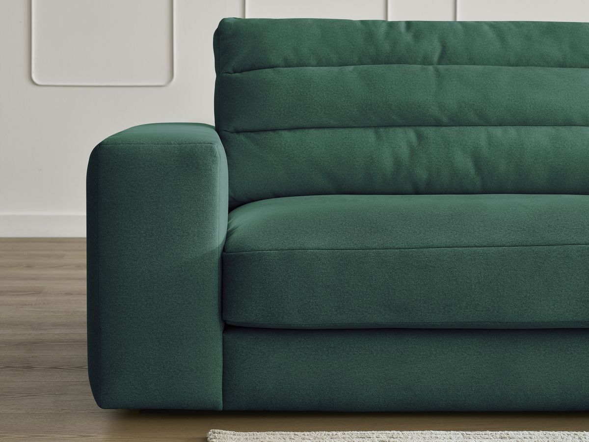 Canapé d'angle fixe SIERRA velours avec pouf