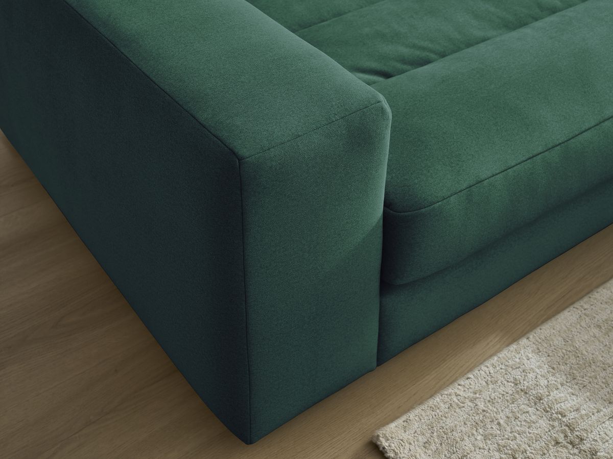Canapé d'angle fixe SIERRA velours avec pouf