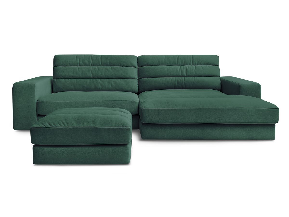 Canapé d'angle fixe SIERRA velours avec pouf
