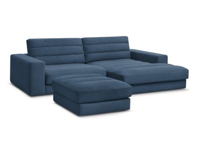 Canapé d'angle fixe SIERRA velours avec pouf