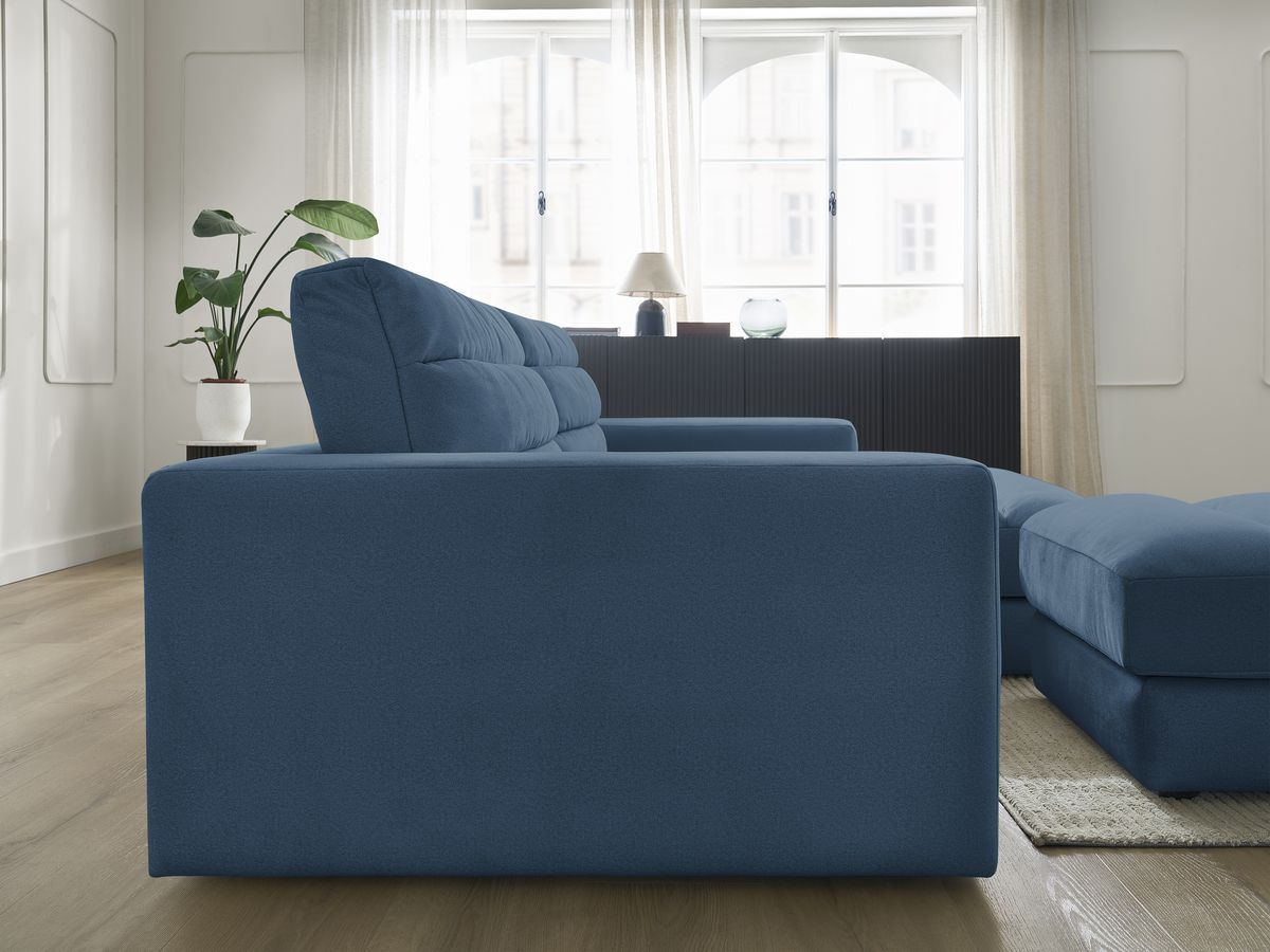 Canapé d'angle fixe SIERRA velours avec pouf