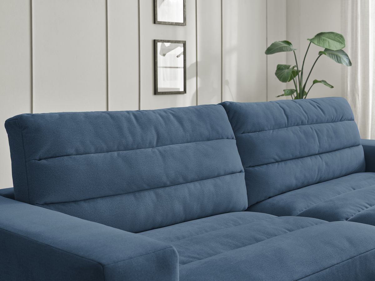 Canapé d'angle fixe SIERRA velours avec pouf