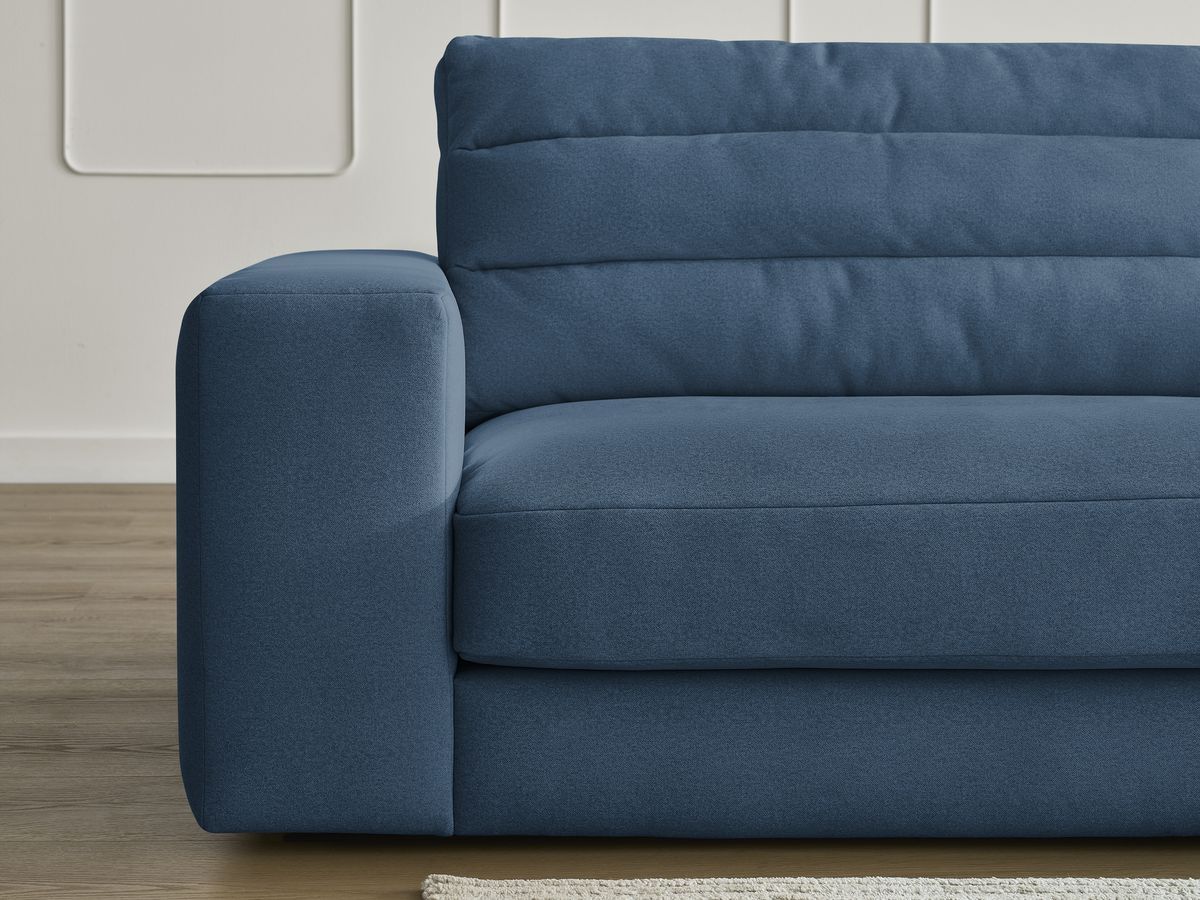 Canapé d'angle fixe SIERRA velours avec pouf