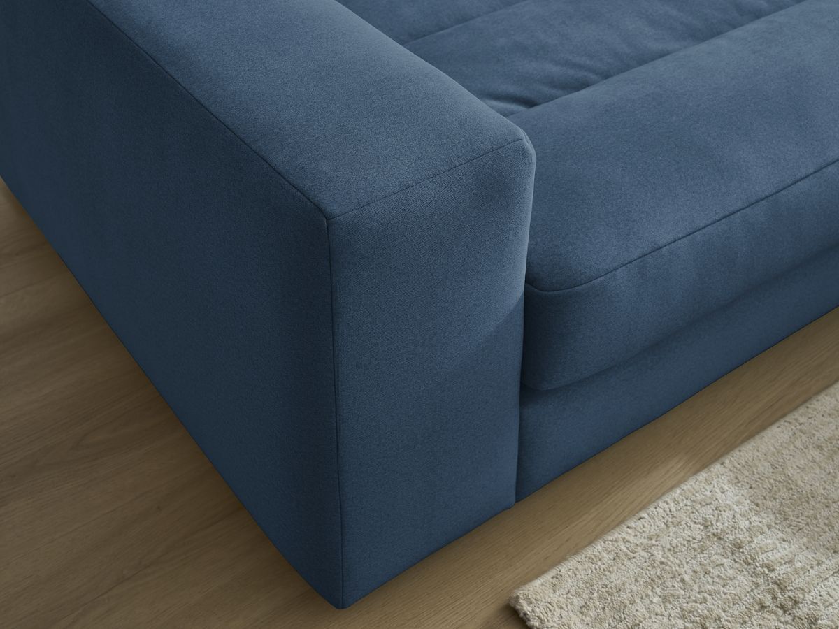 Canapé d'angle fixe SIERRA velours avec pouf