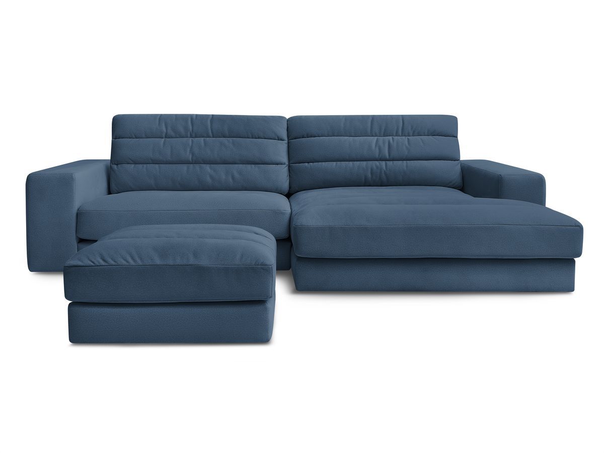 Canapé d'angle fixe SIERRA velours avec pouf