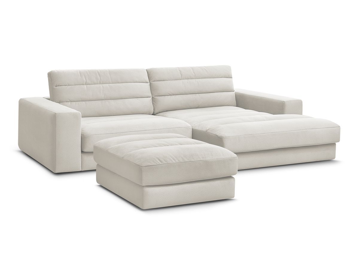 Canapé d'angle fixe SIERRA velours avec pouf