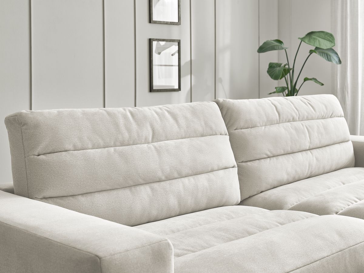 Canapé d'angle fixe SIERRA velours avec pouf