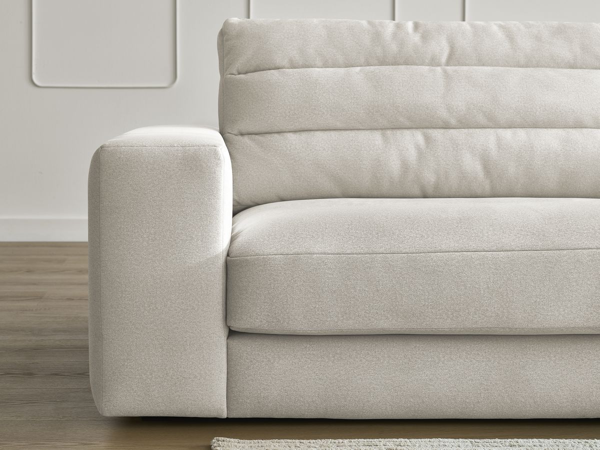 Canapé d'angle fixe SIERRA velours avec pouf