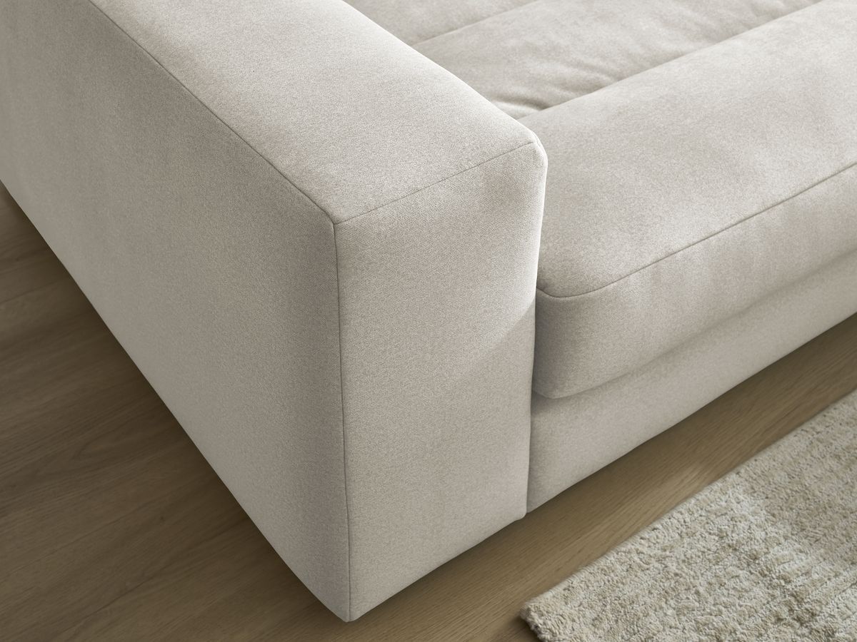 Canapé d'angle fixe SIERRA velours avec pouf