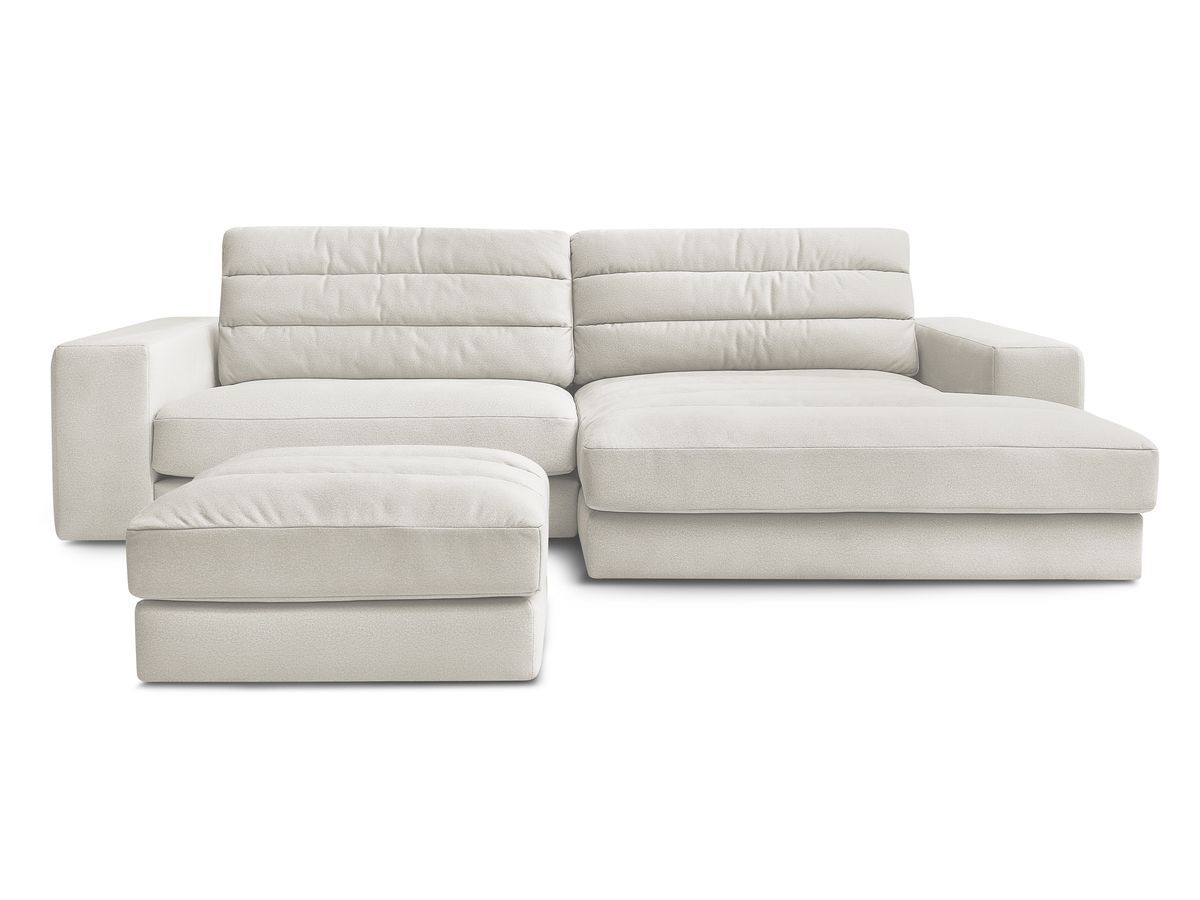 Canapé d'angle fixe SIERRA velours avec pouf