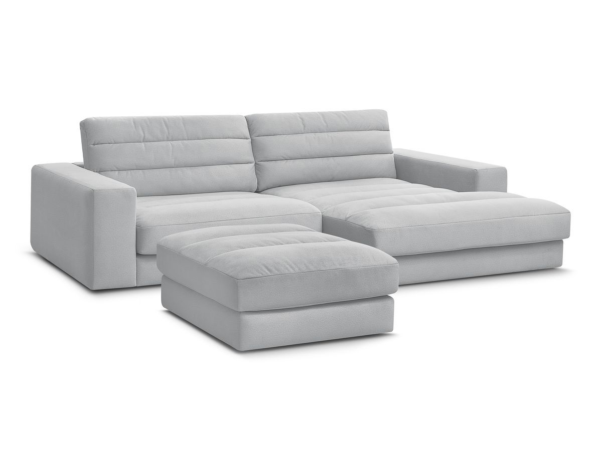 Canapé d'angle fixe SIERRA velours avec pouf