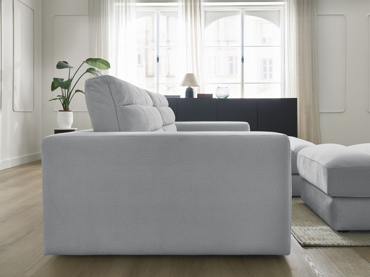 Canapé d'angle fixe SIERRA velours avec pouf