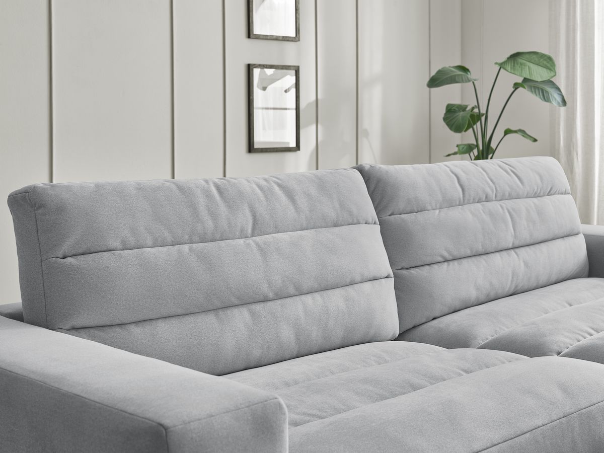 Canapé d'angle fixe SIERRA velours avec pouf
