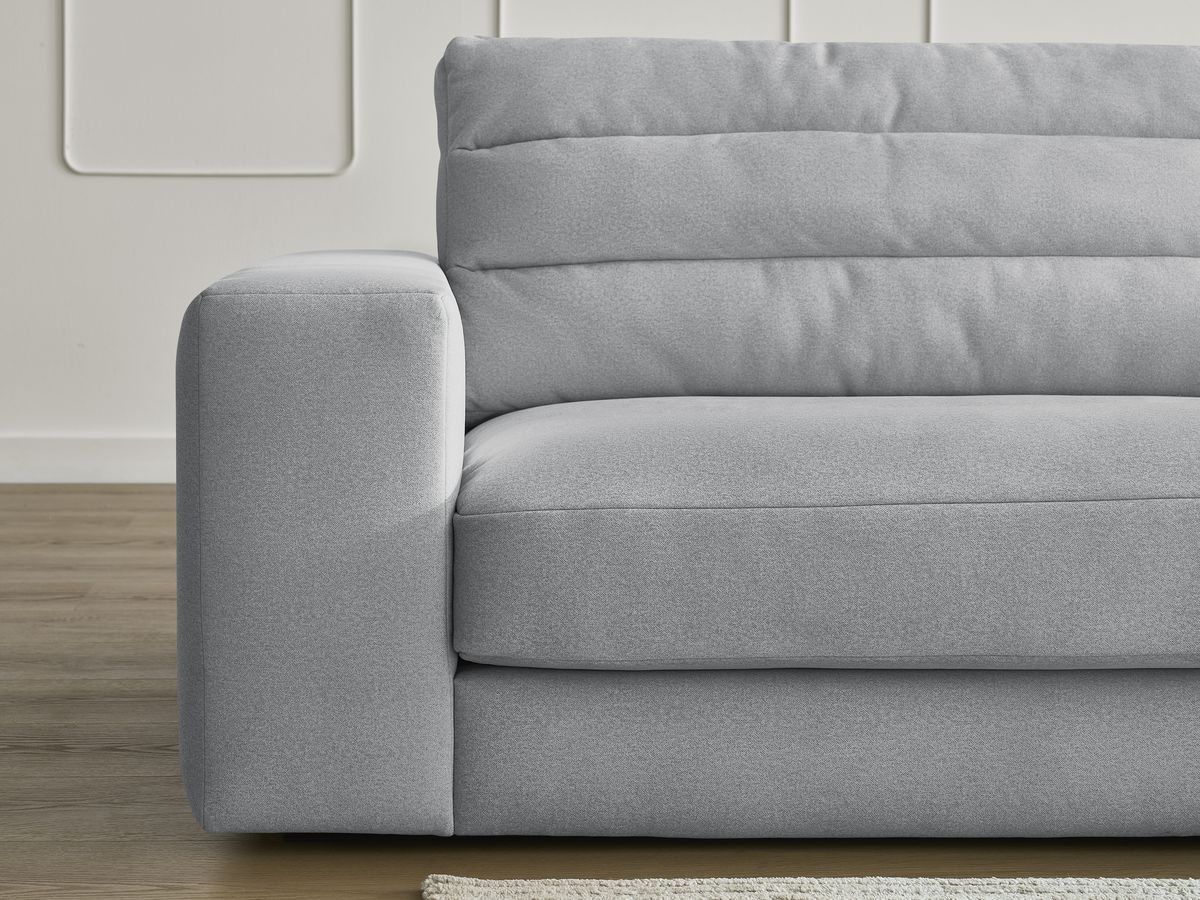 Canapé d'angle fixe SIERRA velours avec pouf