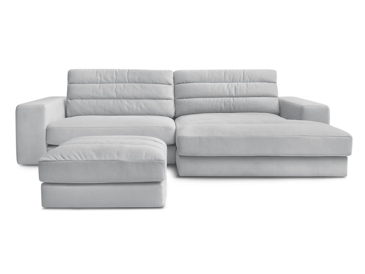 Canapé d'angle fixe SIERRA velours avec pouf