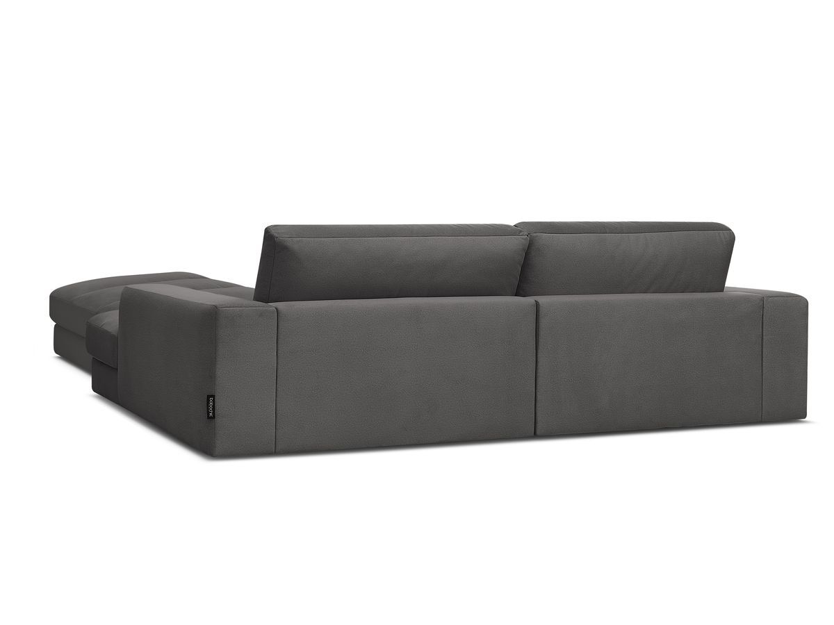 Canapé d'angle fixe SIERRA velours avec pouf