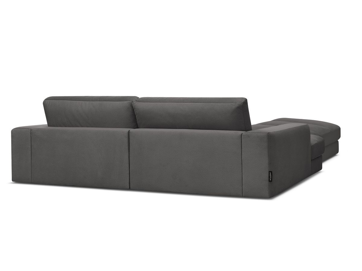 Canapé d'angle fixe SIERRA velours avec pouf
