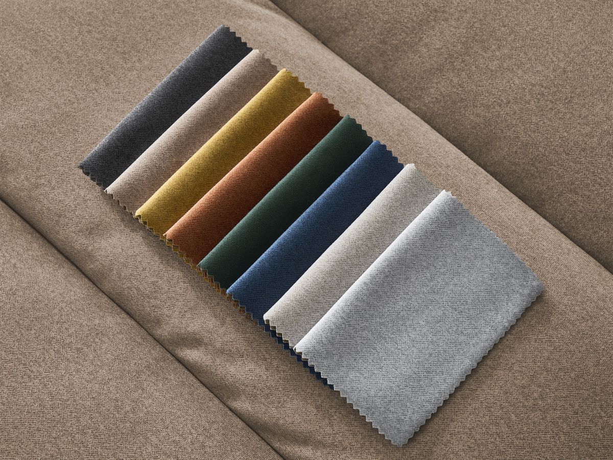 Canapé d'angle fixe SIERRA velours avec pouf
