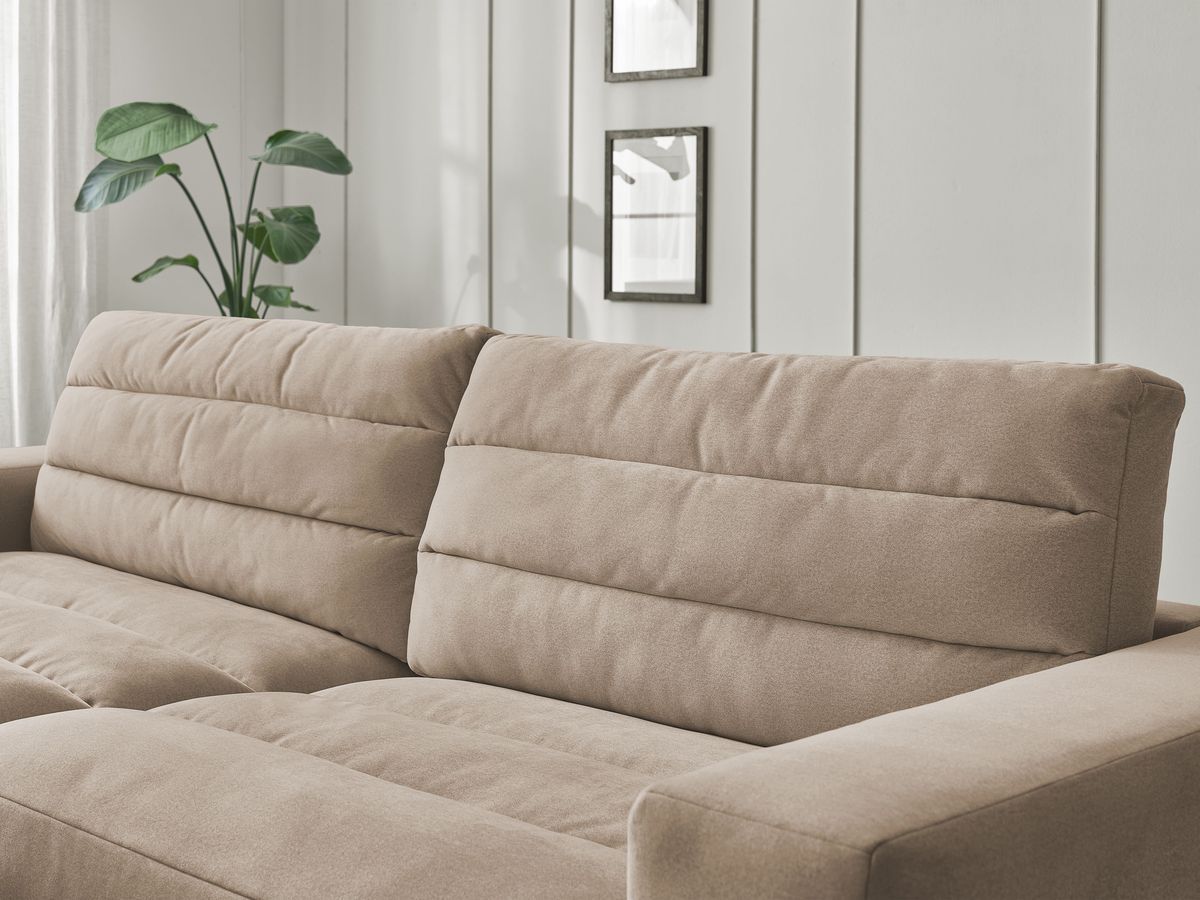 Canapé d'angle fixe SIERRA velours avec pouf
