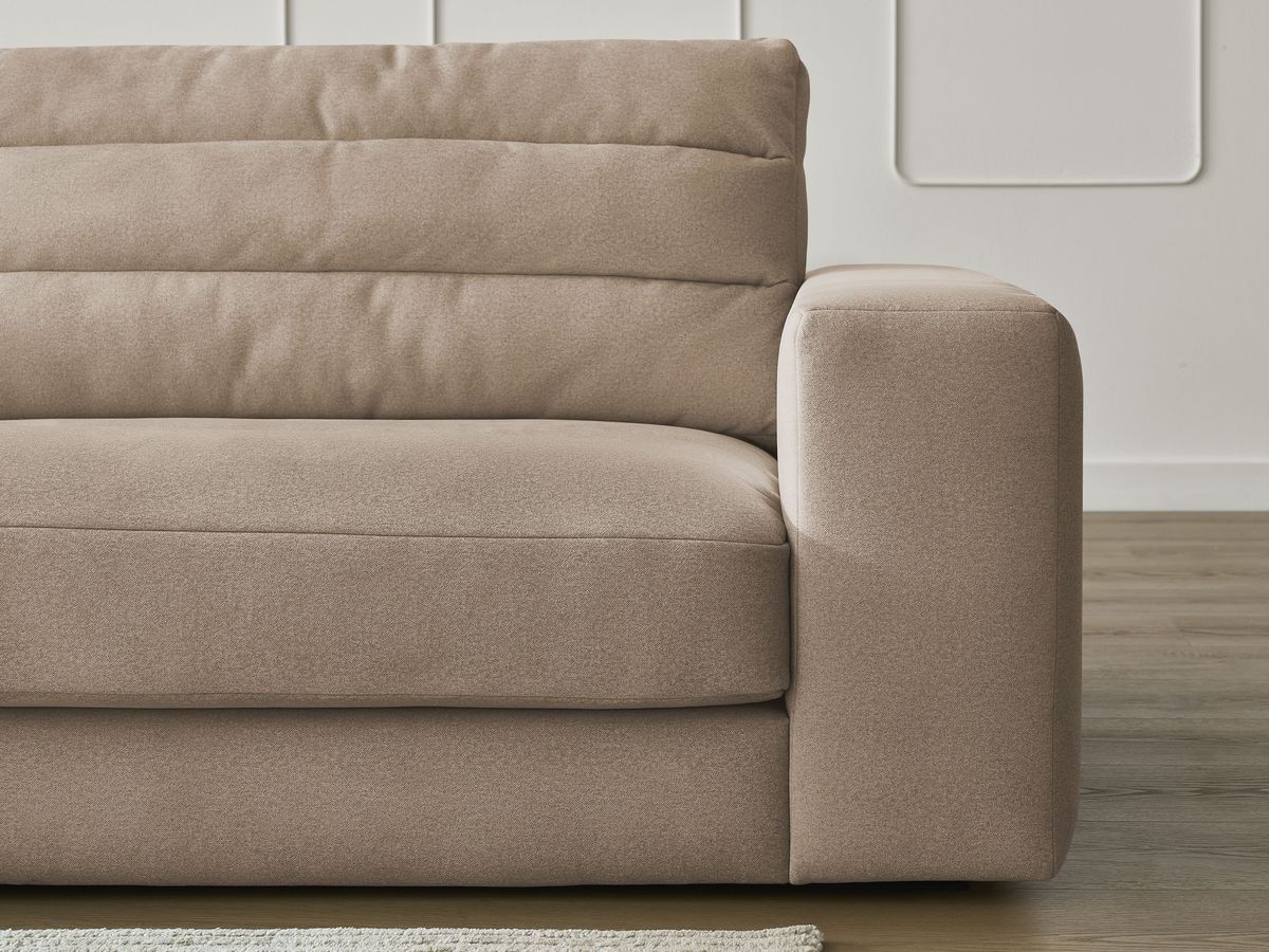 Canapé d'angle fixe SIERRA velours avec pouf