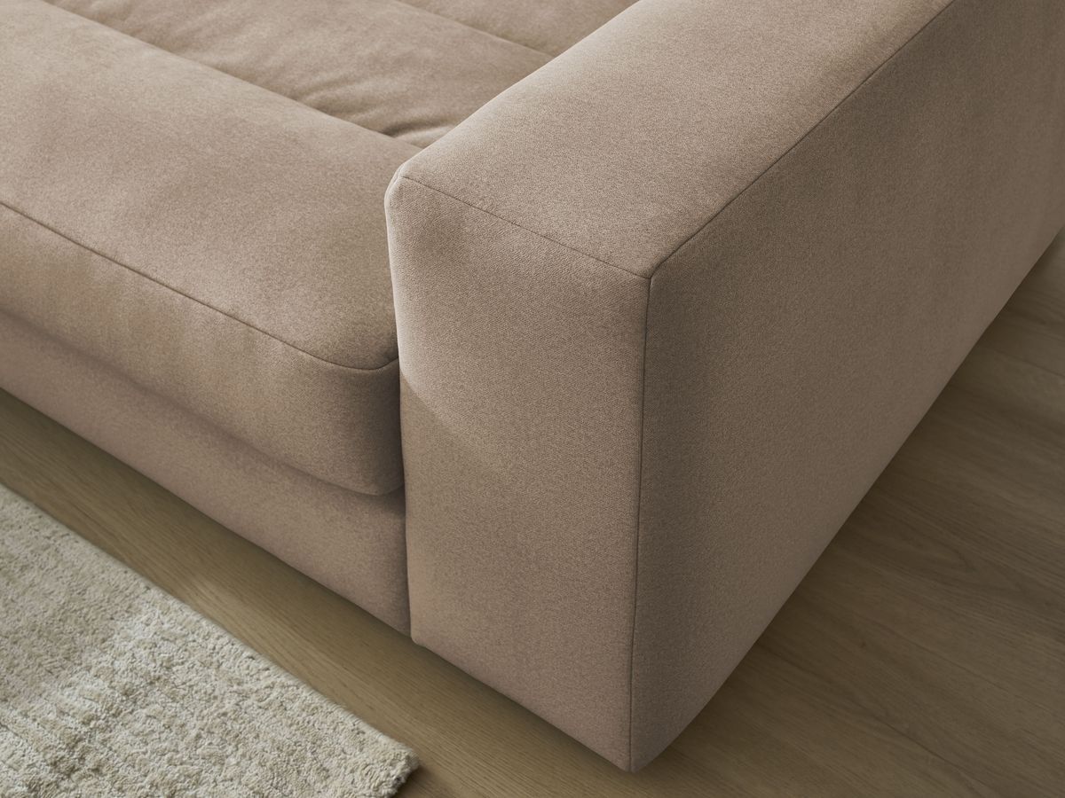 Canapé d'angle fixe SIERRA velours avec pouf