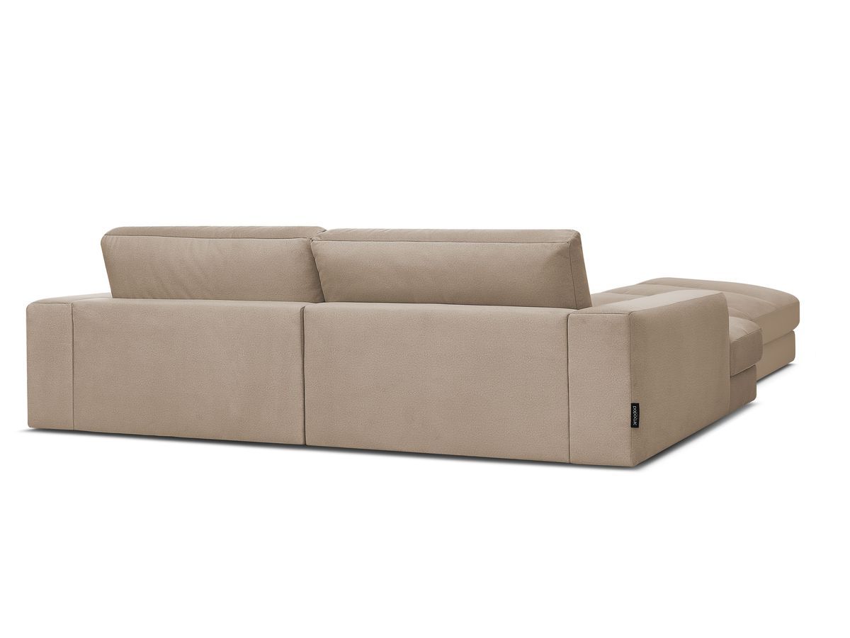 Canapé d'angle fixe SIERRA velours avec pouf