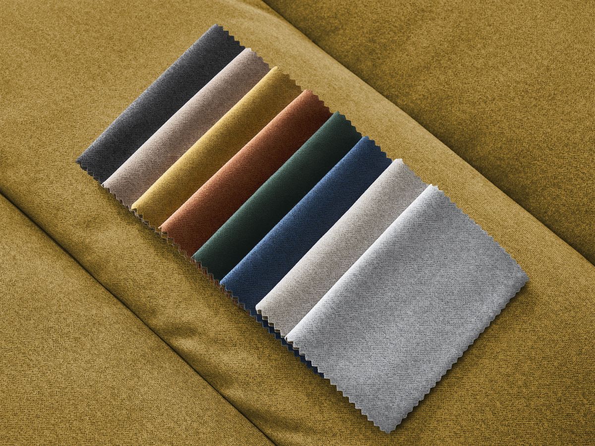 Canapé d'angle fixe SIERRA velours avec pouf