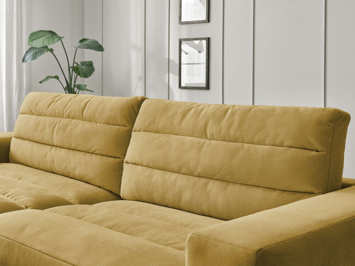 Canapé d'angle fixe SIERRA velours avec pouf