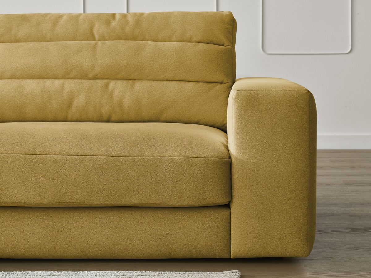 Canapé d'angle fixe SIERRA velours avec pouf