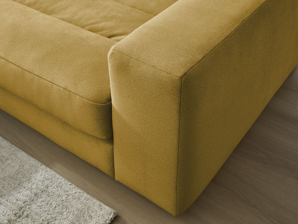 Canapé d'angle fixe SIERRA velours avec pouf