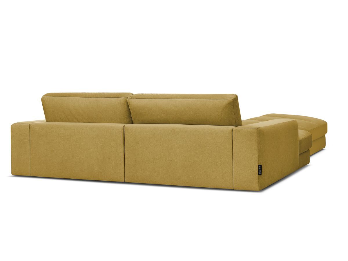 Canapé d'angle fixe SIERRA velours avec pouf