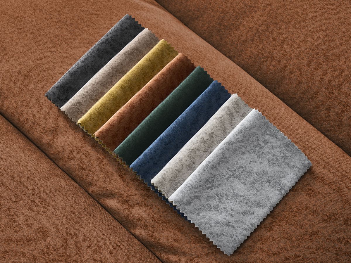 Canapé d'angle fixe SIERRA velours avec pouf