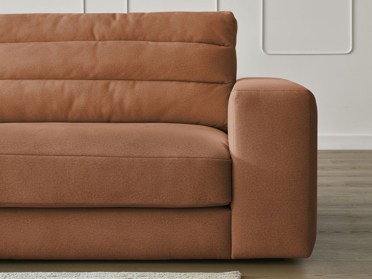 Canapé d'angle fixe SIERRA velours avec pouf