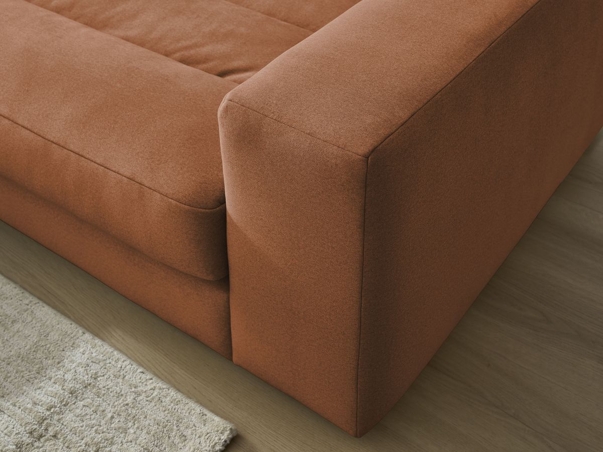 Canapé d'angle fixe SIERRA velours avec pouf