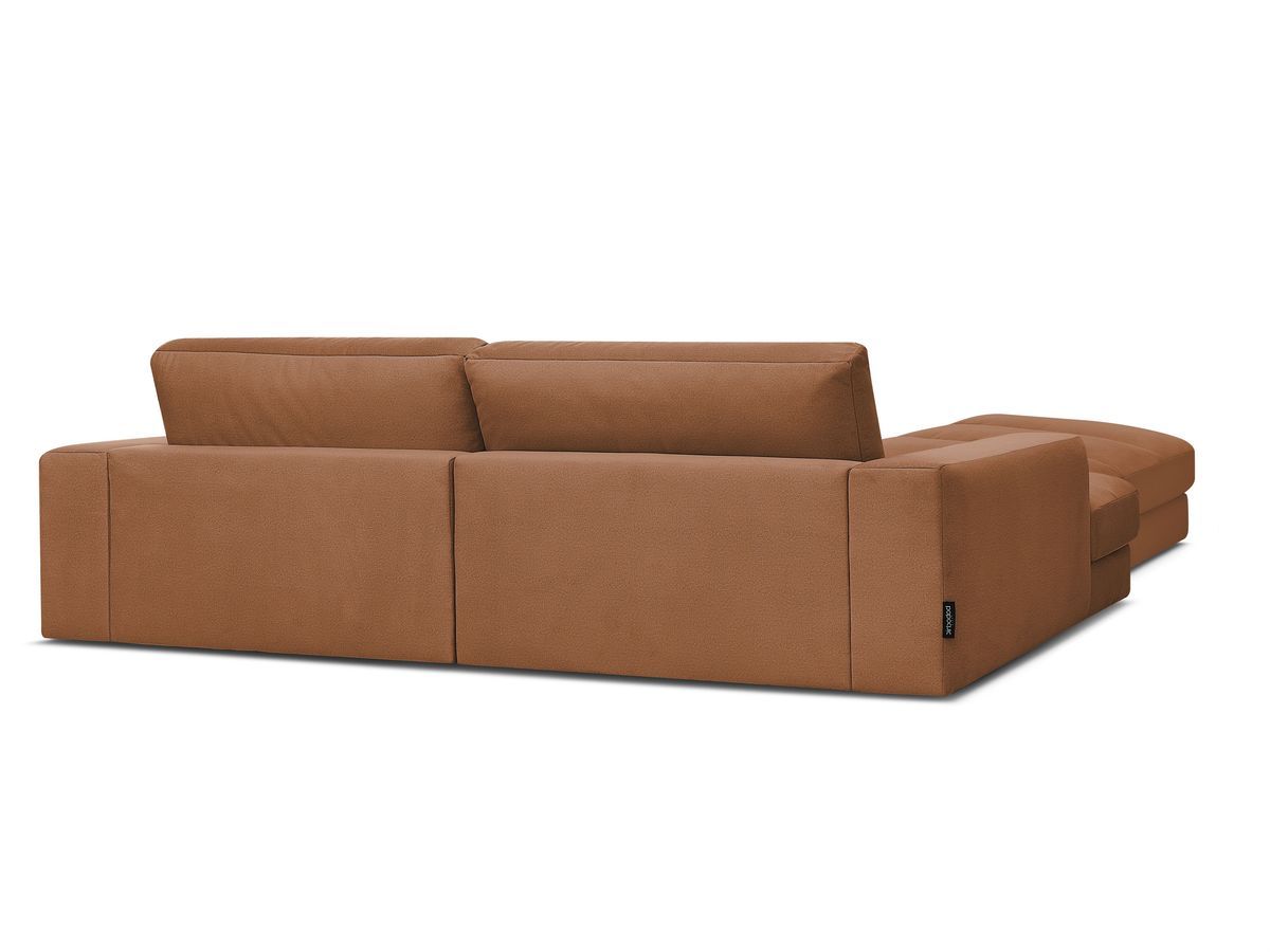 Canapé d'angle fixe SIERRA velours avec pouf