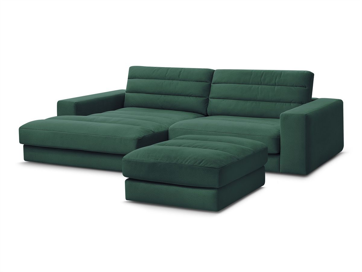 Canapé d'angle fixe SIERRA velours avec pouf